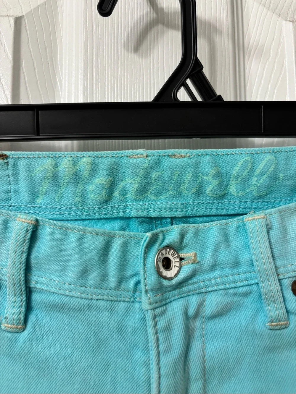 Madewell Women’s Size 26 Aqua Denim Cutoff Cuffed Shorts Summer Casual